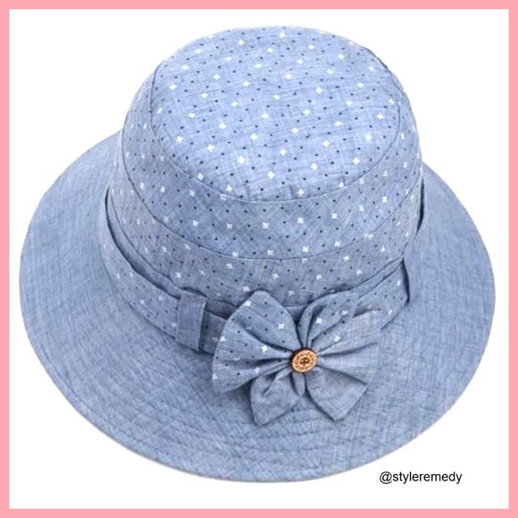 Cotton Polyester Floral Bucket Hat Foldable Wide Brim Sun Protection